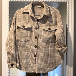 La Miel neutral tone flannel shirt jacket